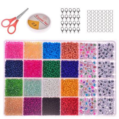 China Colorful Jewelry Beads 24 Seeds Glass Grids DIY Bead Plastic Letter Beads Kits For Jewelry Making DIY Bracelet Necklace Sets 2021 for sale