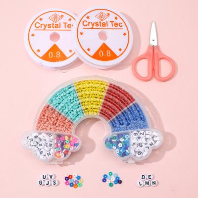 China Acrylic Amazon Wholesales Rainbow Box Rice Bead Letter Bead Polymer Clay Glass Bead Set For DIY Gift Hand-making Decoration for sale