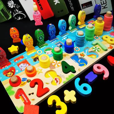 China Toy Math Toys Kids Educational Educational 5 in 1 Count Peach Numbers Matching Digital Shape Board Puzzle Toy Toy for Child for sale