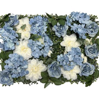 China Indoor and outdoor decoration Linwoo flower wall backdrop decorative flowers wrap artificial flower blue white wall for wedding for sale