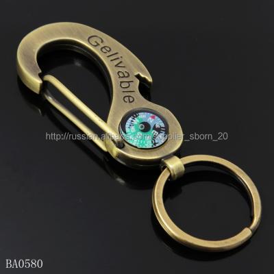 China Eco Friendly With Bottle Opener And Compass Antique Brass Carabiner Key Chain With Compass And Bottle Opener Feature Key Chain for sale