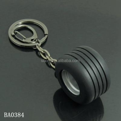 China Custom Wholesale Rubber Gift 3D Metal Tire Key Chain Car Tire Promotion Souvenir Keychains High Quality Promotional Keychains for sale