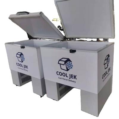 China 128L DC24V Hotel Truffle Cold Box Milk Delivery Cold Box Juice Cold Chain Box for sale