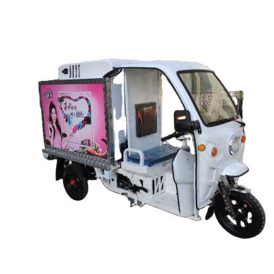 China Hotels Gasoline / Electric Refrigerated Tricycle With DC Power Mini Portable Cold Room for sale