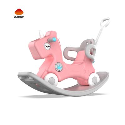 China Ride On Toy Plastic Cute Unicorn Rocking Horse 4 Wheels Ride On For Baby for sale