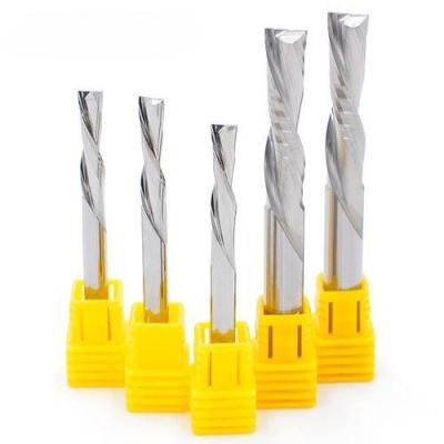 China CNC milling cutter Up & Down double slot large chip discharge spiral carbide woodworking carving endmill for sale