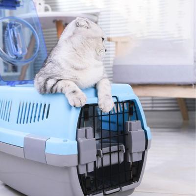 China Portable Pet Aviation Box Cat Dog Transport Box High Quality Breathable Environmental Plastic Flight Case Pet Cage Dog Travel Production for sale