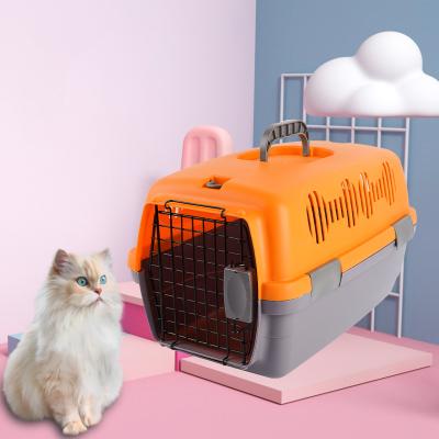 China Aviation Breathable Plastic Outlet Box Cat Air Cage Carrier Dog Airplane Cat Pet Aviation Air Box Portable Wholesale Production for sale