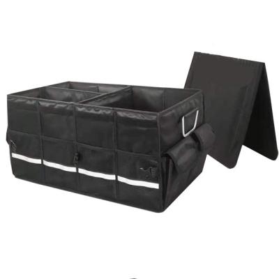 China Convenient And Collapsible Folding Portable Multi Compartments Trunk Organizer For Car With Cover for sale