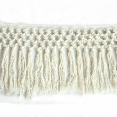 China Easy To Match Wholesale White Tassel Fringe Trimming For Decoration for sale