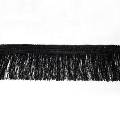 China Easy To Match Kavatar Black Tassel Fringe 100% Polyester Lace Trim For Clothes for sale