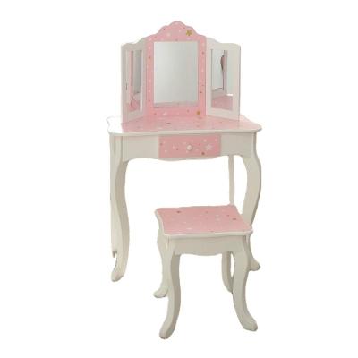 China (Other) adjustable white wood vanity table with mirror makeup dressing table set for girl for sale