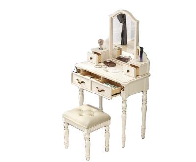 China Vanity wooden dressing table (other) adjustable makeup with mirror and stool for sale