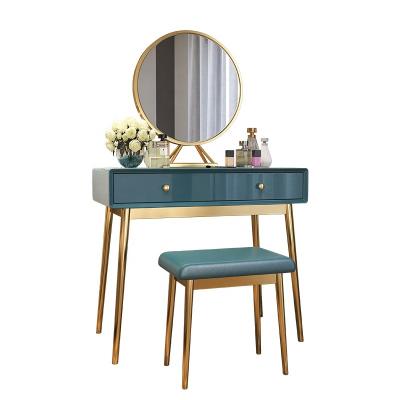 China (Size) New Style Adjustable Modern Makeup Mirrored Vanity Set Dressing Table With Mirror And Stool for sale