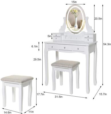 China (Other)Adjustable Makeup Table Vanity Dressing Table with 7 Drawers for sale