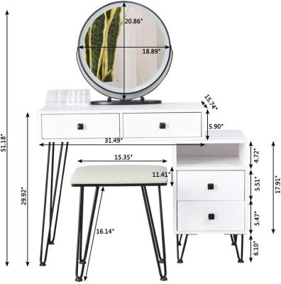 China (Other)Adjustable Solid Wood Vanity Table Set Dressing Table Makeup Desk With Mirror for sale