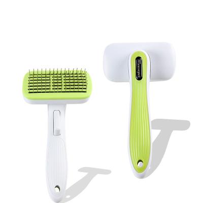 China Thoughtful Dog Hair Removal Comb Grooming Brushes Stainless Steel Cats Combs Automatic Non-Slip Brushes for Dogs Cats Stabilized Feeds for sale