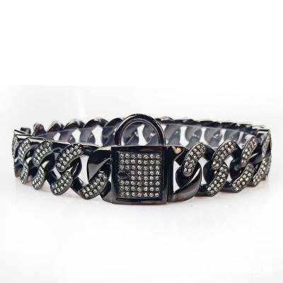 China High Quality Custom Made Dog Collar Viable Stainless Steel Buckle Bling Diamond Dog Collars for sale