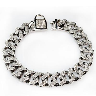 China Factory Direct Sale Stainless Steel Dog Collar Viable Chain Diamond Collar For Dog for sale