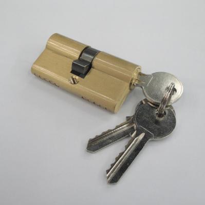 China 60mm Euro Profile Double Brass Cylinder with 3 brass normal keys original brass color for sale