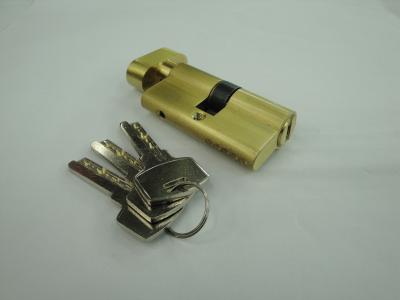 China 60mm(30*30) Euro Profile Single Brass Cylinder Lock with 3 brass computer keys original brass color oval shape knob for sale