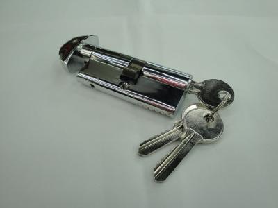 China 70mm(35*35) Euro Profile Single Brass Cylinder Lock with 3 brass normal keys chrome polished color for sale