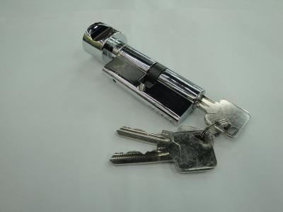 China 70mm(35*35) Euro Profile Single Brass Cylinder Lock with 3 brass normal keys chrome polished color for sale