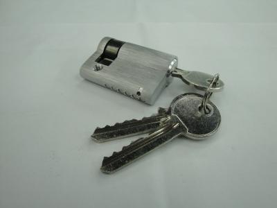 China 45mm(35*10) Euro Profile  Brass Half Cylinder Lock with 3 brass normal keys Surface finish Chrome brushed for sale