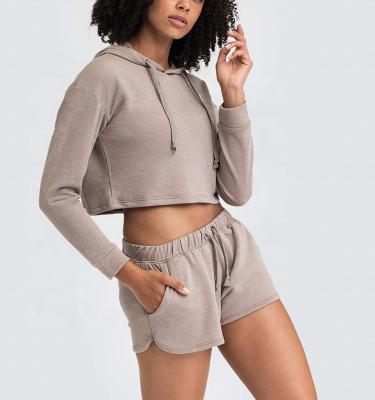 China Antibacterial Street Style Oversized Hoodies Crop Top And Shorts Set Tracksuit Tracksuit For Women for sale