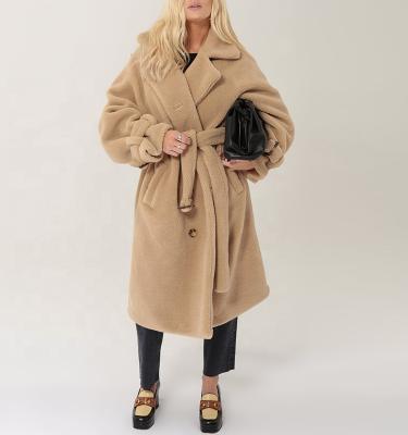 China Viable Women Tamara Beige 100% Wool Teddy Coats Warm And Comfortable Stunning Luxury Winter Long Coats for sale