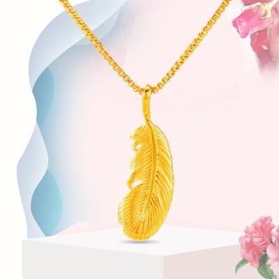 China FASHIONABLE Wholesale Love Honey Copper Feather Pendants Anniversary Necklace Gold Plated Pendant Necklace Ladies Gift for sale