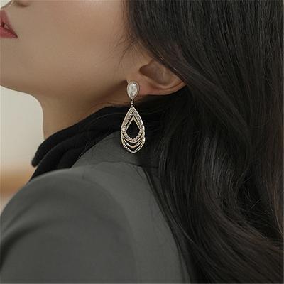 China Trendy and Simple Korean TRENDY Birthday Stud Earrings Mesh Pearl Micro Inlaid Earrings 2021Woman Gift for sale