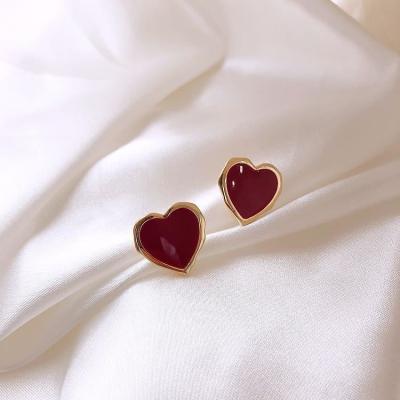 China 2021 Fashion Trendy American European American Earrings Popular Red Heart Earrings Custom Ladies Birthday Earring Gifts for sale