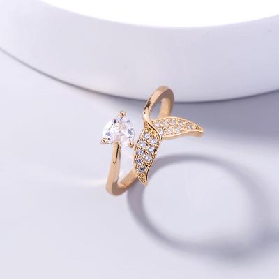 China Inlaid Micro Fishtail Diamond Ring Gift Unisex Ring 2021Woman Birthday Single Row 14k Gold Plated Wild TRENDY Fashion for sale