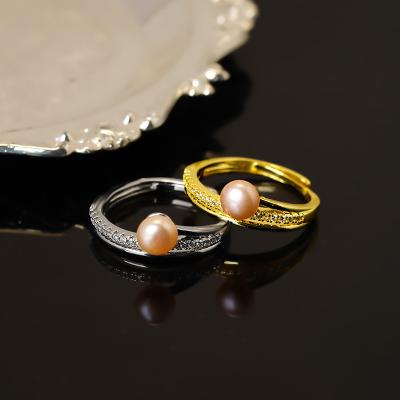 China 2021 Fashion CLASSIC All-match Pearl Ring Woman Birthday Gold Plated Inlaid Men and Women Ring Gifts Custom Made for sale