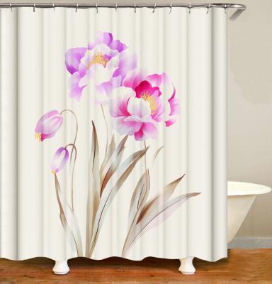 China Durable i@home Elegance Rust Resistant Polyester Flower Print Custom Shower Curtain Bathroom for sale