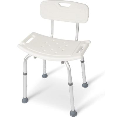 China HDPE and Aluminum Durable Aluminum Shower Chair with Back, HDPE Bath Seat, Height Adjustable Bathroom Safety Products for sale