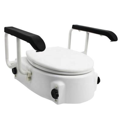 China Toilet Aids For Handicapped Euro Style Raised Toilet Seat 3 In 1 Height Adjustable Commode Seat Riser With Handle And Lid 2