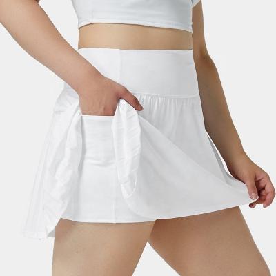 China RIM Logo Side Pockets Custom Wholesale High Waist Sportswear Shorts Golf Wear Plus Size Solid Color Pleated Tennis Dress For Women for sale