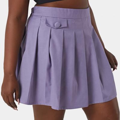 China RIMS High Quality Sports Logo Wholesale Fashion Solid Color Custom Casual Tennis Plain High Rise Pleated Plus Size Skirt For Women for sale