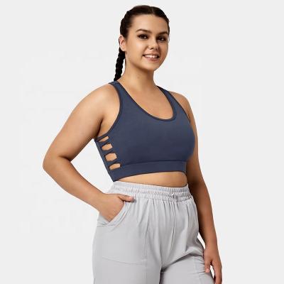 China Wholesale Custom Hole Breathable Logo Sportswear Gym Side Hole Recycled Active Wear Fitness Breathable Plus Size Yoga Bra for sale