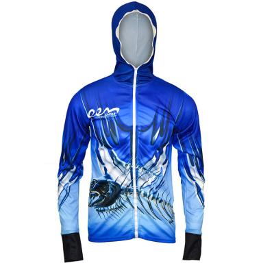 China 100% Antibacterial Custom Logo Polyester 160gsm Sublimation Print Fishing Quick Dry Shirt With Full Zipper Fishing Hooded Custom Hoodies for sale