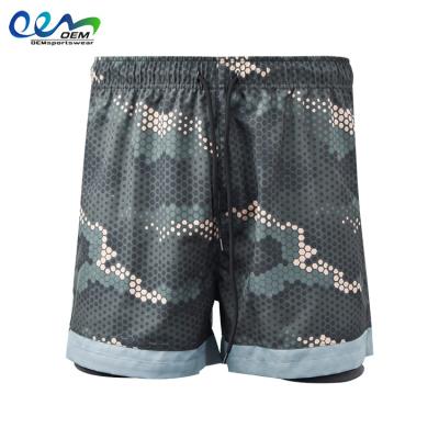 China Anti-wrinkle Men's Sublimation Copy Shorts Casual Fitness Sports Yoga Compression Shorts Set for sale