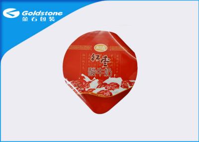 China Red 30-46 Micron Thickness Die Cut Lids Coated Treatment For Yogurt Cup for sale