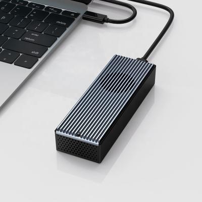 China Portable Desktop PC USB 3.2 Type C 20Gbps M.2 NVMe Aluminum Alloy HDD Enclosure With Fan for sale