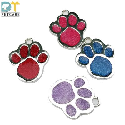 China Viable Engrave Dog Pendant Personalized ID Tags Cute Engraved Paw Pet Tag Laser Etched Paw Print Glitter Pet Tag for sale