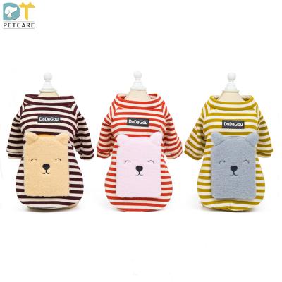 China Stocked Clothes Pet Fall And Winter Small Dog Stripes Back Backpack Sweater for sale