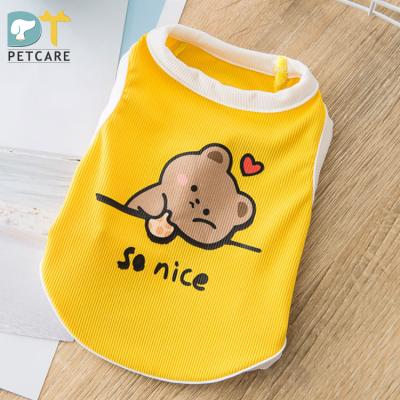 China 2021 new style stocked pet vest spring and summer thin breathable dog small two feet fresh cartoon clothes for sale