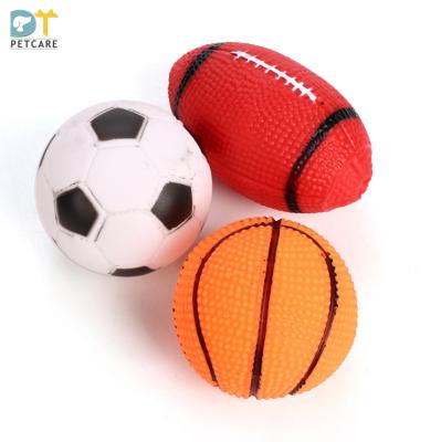 China Dog Toy Bite Resistant Vinyl Pet Toy Ball Training Simulation Football Pet Voice Stocked Toy for sale