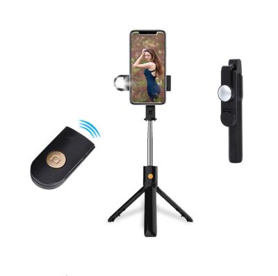 China K10S Wireless Remote Control Three-in-one Fold Selfie Stick Telescopic Folding LED Light Mirror Tripod Portable Selfie Stick for sale